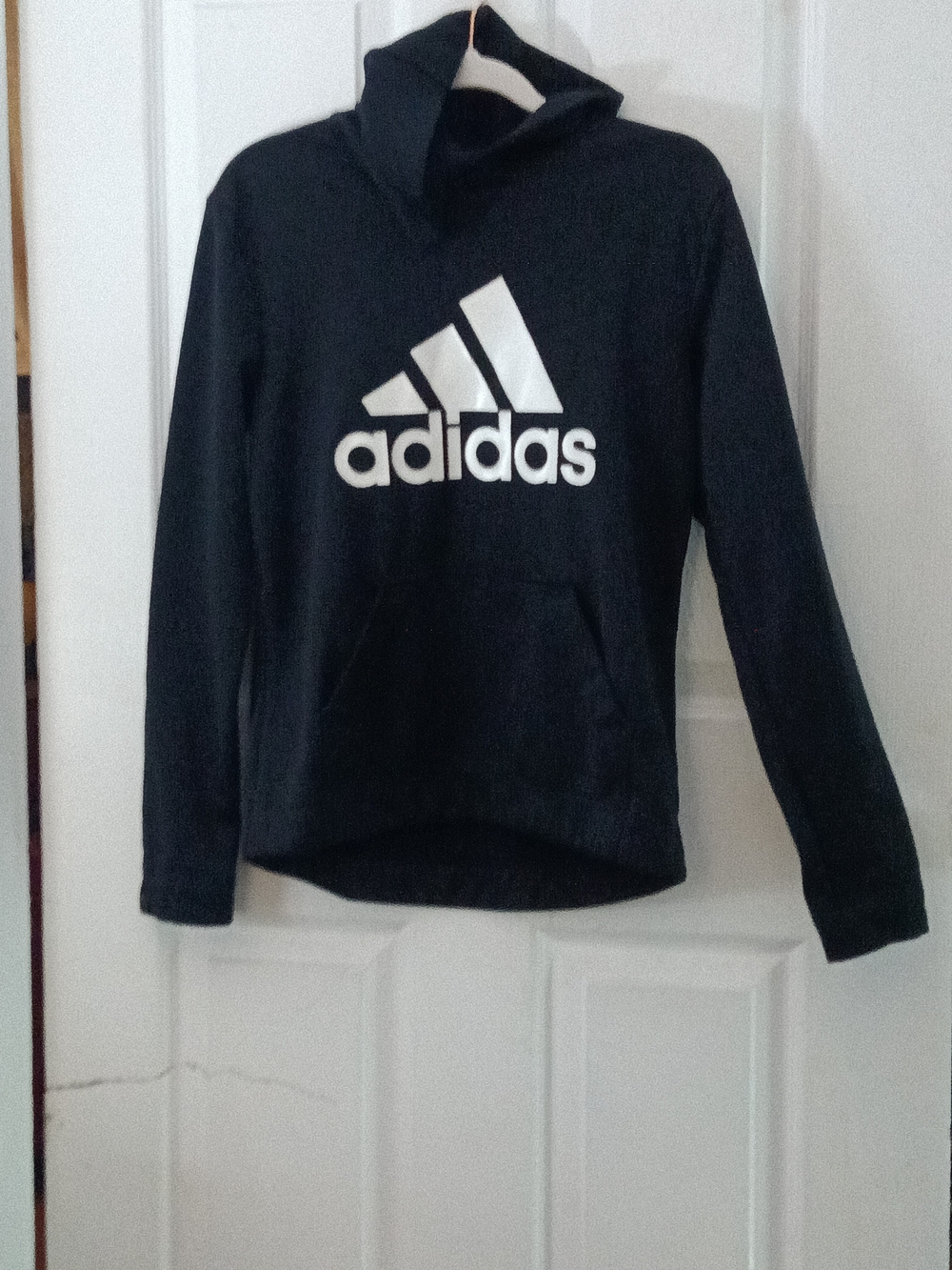 adidas Black Kids Hoodie with White Logo